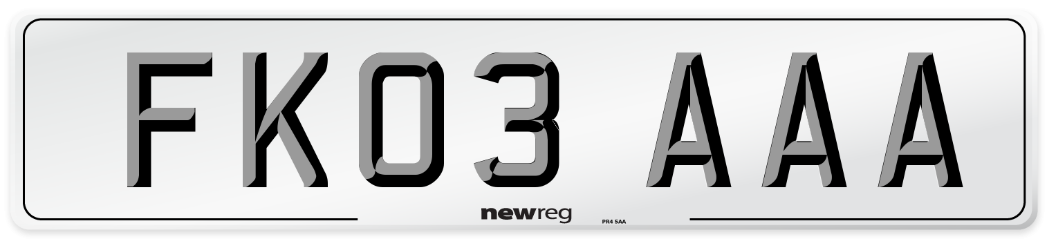 FK03 AAA Number Plate from New Reg